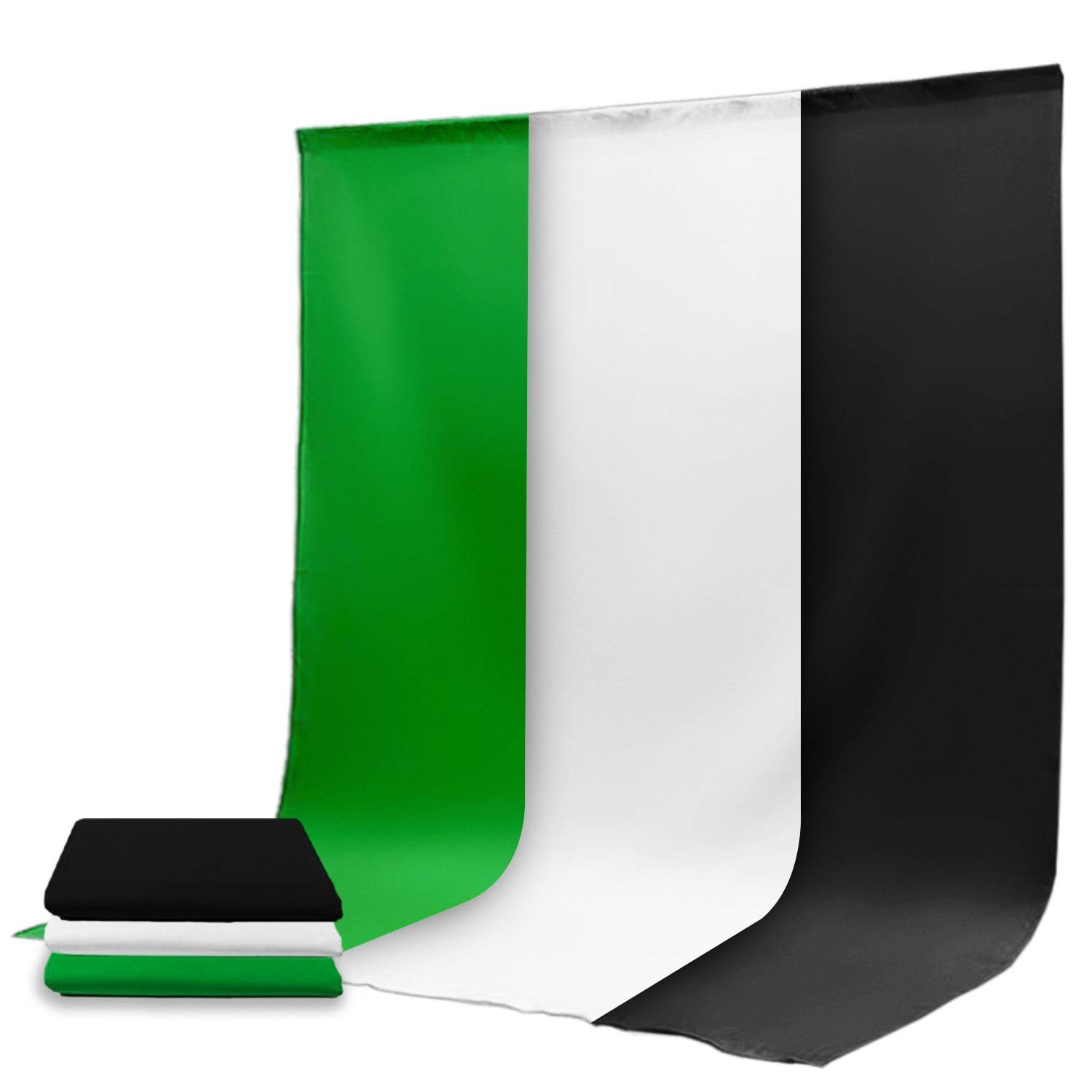 Julius Studio 9 x 13 ft. White, Black, Green Chromakey Background Backdrop Sc...