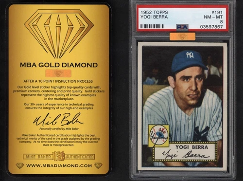 1952 Topps #191 YOGI BERRA Yankees PSA NM-MT 8+++ MBA GOLD & Centered! The Best