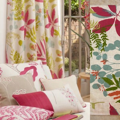 #ad Clarke Clarke 2Pc Woodland Raspberry Curtain Panels Tropical Beach Boho Designer $59.99
