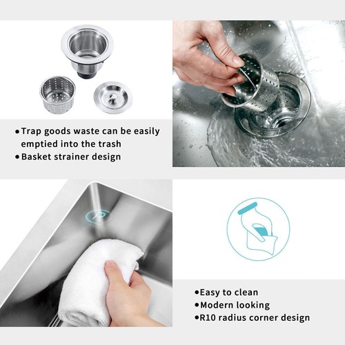 32" Single Bowl 304 Stainless Steel Basin Undermount Kitchen Sink w/Faucet-Used - Picture 8 of 10