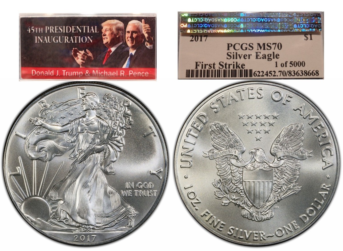 2017 Silver Eagle PCGS MS70 FirstStrike 45th Pres Inauguration