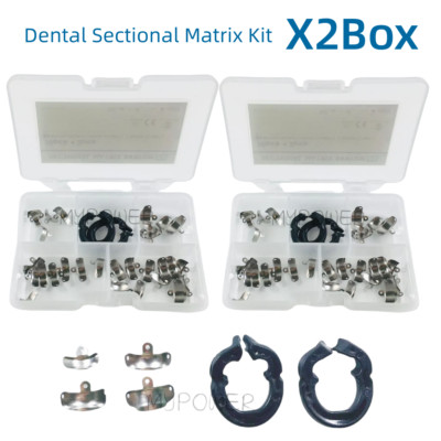 2Boxes Dental Sectional Matrix System Bands Resin Clamping Seperating Ring 30+2