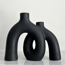 Matte Black Vase Set - Beautiful Ceramic Vase Home Decoration