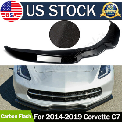 For 14-Up Corvette C7 CARBON FLASH Front Bumper Lip Splitter Z06 Style Stage 2
