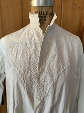 Victorian White Cotton Robe Dressing Gown 1860's Hand Embroidered Details