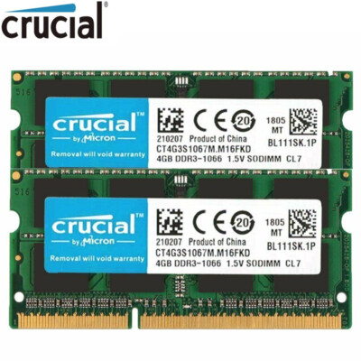 8gb Ram Sodimm Ddr3 1066mhz 8GB 2x4GB 204-Pin PC3-8500 Laptop