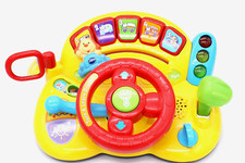 VTech Turn and Learn Yellow Driver Toy Sounds Lights Music Animals Songs