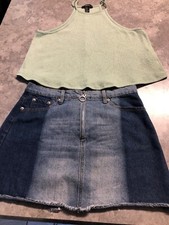 jean skirt Forever21.Tank top light green size M and skirt M