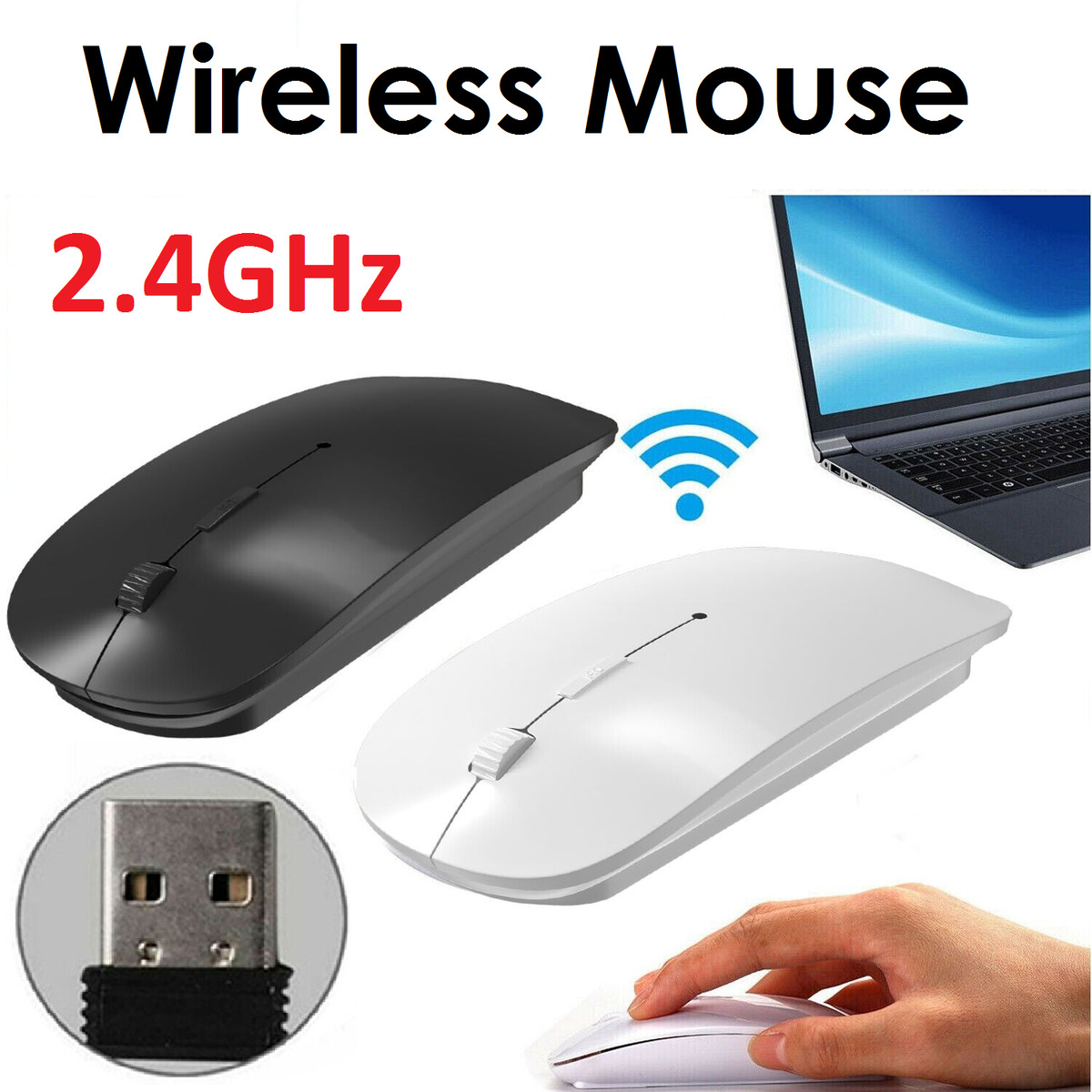 2.4GHz USB Wireless Mouse Optical Mice Slim for all laptop and desktop support