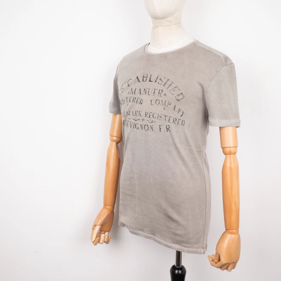 CHEVIGNON Vintage Gray Gray Short Sleeve Stretch Cotton Centr Logo T-Shirt M  - Image 4 of 4