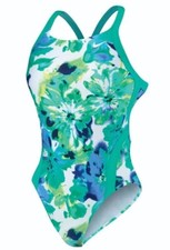 NIKE Tie Dye Floral Fast Back Team Bathing 1pc Swim Suit Green NEW Girls Sz 8 24