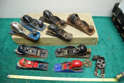 9+ pcs Vintage Stanley Woodworking Block Planes H100, #102,#220 and more!