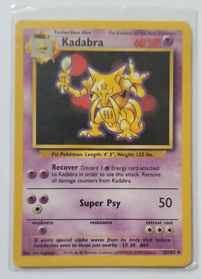 希少 英語版 旧裏ユンゲラー Kadabra ポケモンカード Base Set Kadabra 32/102 Base Set Pokemon Card(Mint) | eBay