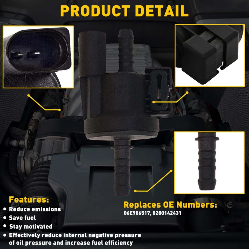 Solenoide de válvula de purga de bote de vapor para 06-17 VW Passat Jetta sedán Golf GTI Foto 3 de 4