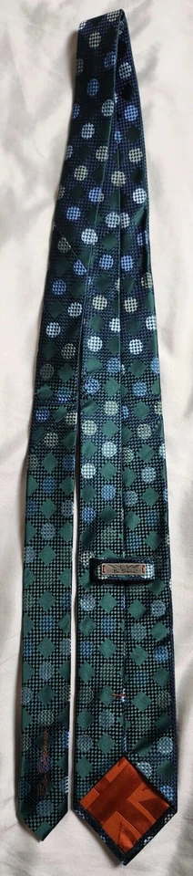 Corbata Ben Sherman verde vivo geométrica diamante y círculos 100 % seda hecha en China Foto 2 de 4