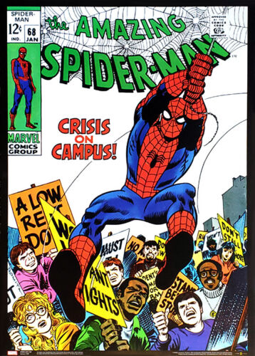POSTER: SPIDER-MAN vs. THE HIPPIES #68 (1969) Marvel Comics Cover 20x28 Poster - Afbeelding 1 van 1