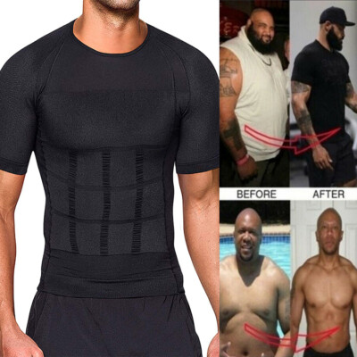 Men Slimming Body Shaper Posture Corrector Vest Abdomen Compression Shirts Tops