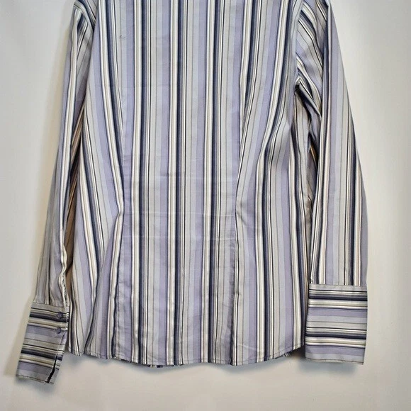 Top para mujer NY & Co azul a rayas con botones talla L Foto 3 de 4