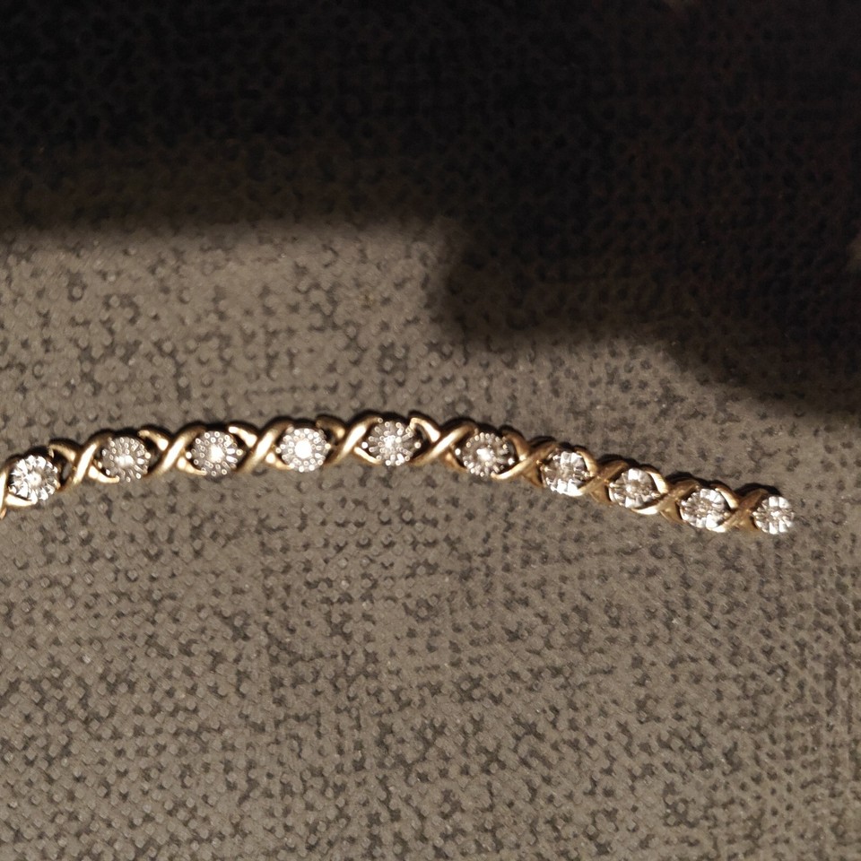 9ctgold And Diamond Tennis Bracelet.Broken eBay