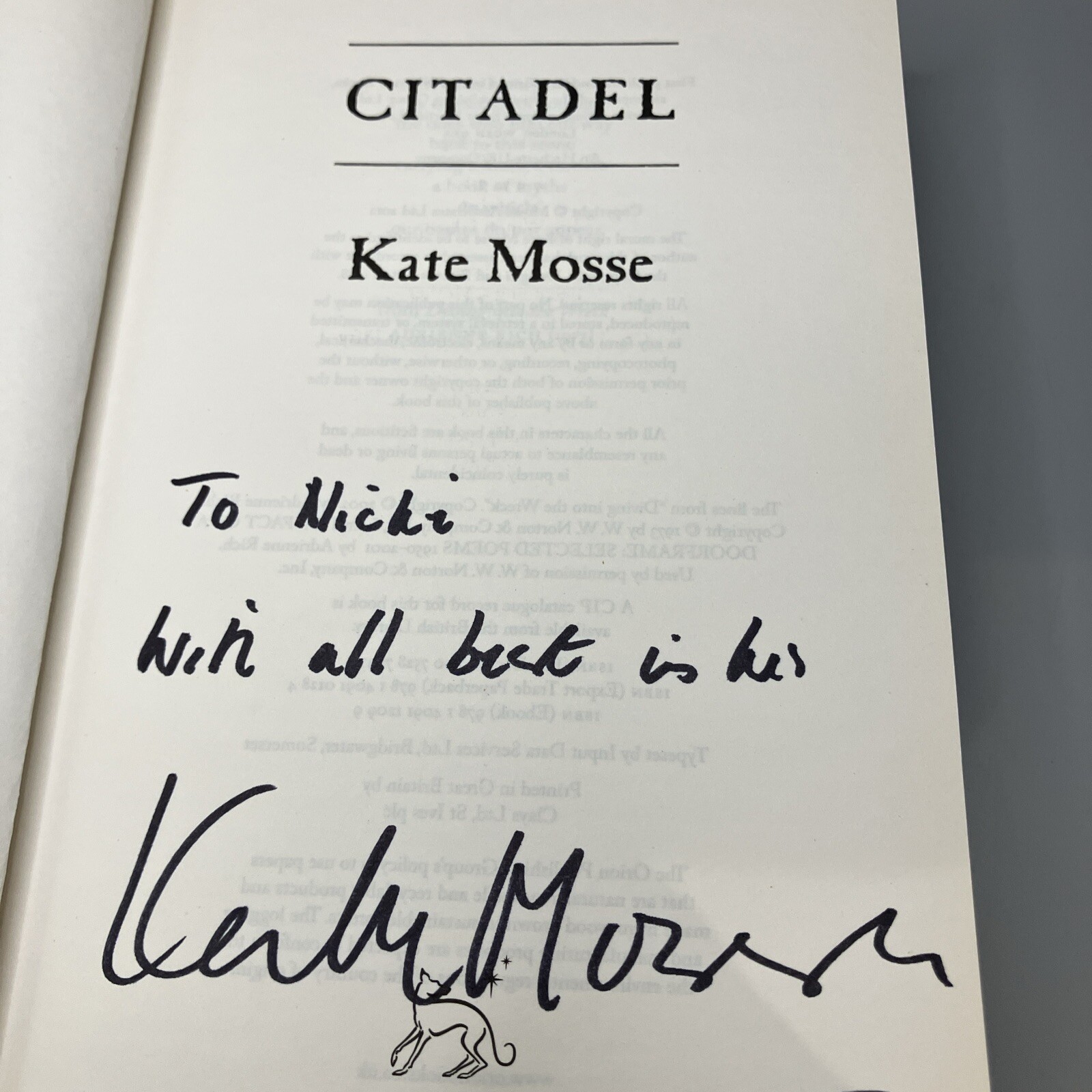 Kate Mosse Citadel SIgned Hardcover Book.