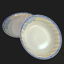 2 America the Beautiful Cereal Bowls Sakura USA Flag Kimble Pasta Soup Salad