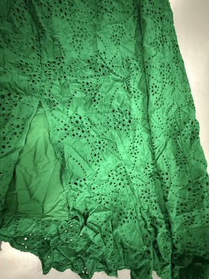GREEN - GUESS SUMMER GREEN RUFFLED LIEN FLORAL LACE MAXI DRESS SIZE 14