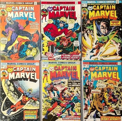 Captain Marvel 6 Comic Lot #34 35 36 37 38 39 Bronze Age Marvel 1974-1975
