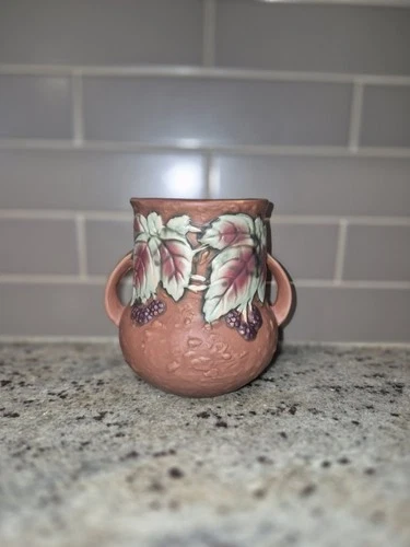 Vintage Roseville Pottery Grape Vine Planter Vase with Handles