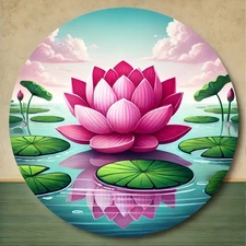 Serene for Lotus Aluminum Foil Art Carving - 8x8"Vintage Round T"Painting