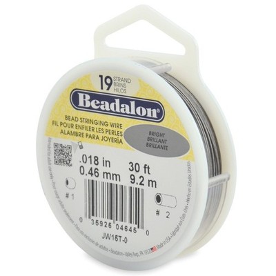 Bead Stringing Wire - .018 in / .46 mm, Bright, 30ft / 9.2m | 19 Micro-Wire
