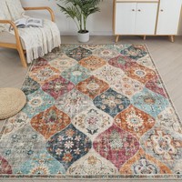 Blumen Teppich Wohnzimmer Boho Vintage Rutschfest Waschbar Antik 120X160 Cm