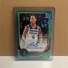 2025-26 Topps Bowman Chrome - Rob Dillingham Green Shimmer Auto /99 Timberwolves