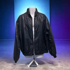 Vintage IZOD CLUB Mens XXL Bomber Jacket Full Zip Padded Lined Hidden Hood Nylon