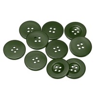 NäHknöPfe Aus Kunstharz,Rund,Flach,2,5 Cm,4 LöCher,BastelknöPfe,DunkelgrüN,10Stk