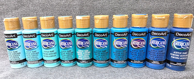 DecoArt Americana 10er SET  ''Ozean'' Türkis Blau Töne Acrylfarbe 10 x 59ml