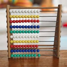 Vintage Wooden Abacus – 10 Rods, 100 Beads – Classic Maths Tool, Colourful Beads