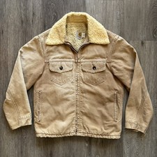 Vintage 70s Carhartt 29CB Brown Duck Pile Line Jacket Sz 42 Large Made In USA