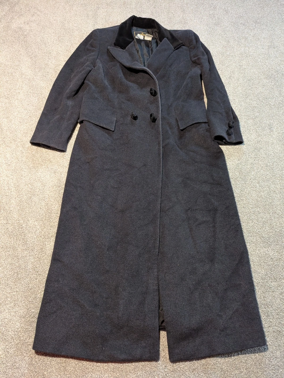 Cappotto Fendi vintage donna 44 nero 365 misto lana seta doppiopetto italiano