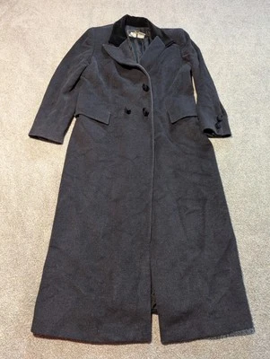 Vintage Fendi Coat Womens 44 Black 365 Wool Silk Blend Double