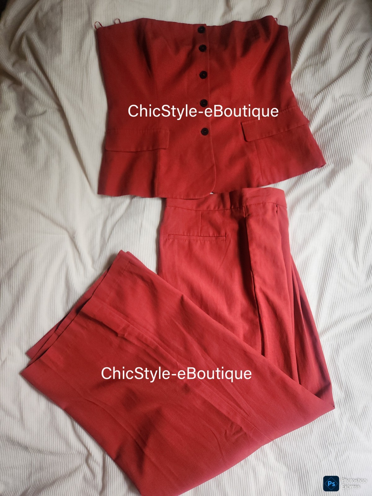 Zara Set Double-Breasted Strapless Top XXL + Double Pleat Pants L Zw Collection image 5