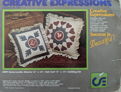 Creative Expressions BUTTERMOLDS - 2 Quilted Pillows COMPLETE KIT Free Shipping!