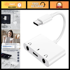 USB C to 3.5mm Audio Adapter, 3-in-1 Headphone Splitter PD 60W Charger