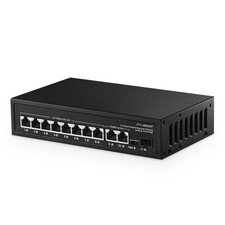 11 Port POE Switch 8 POE 10/100Mbps 2 Gigabit Uplink 1 SFP IEEE802.3af 135W