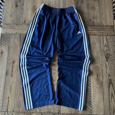 Adidas Track Pants Men's M Navy White Stripe Baggy Wide Leg