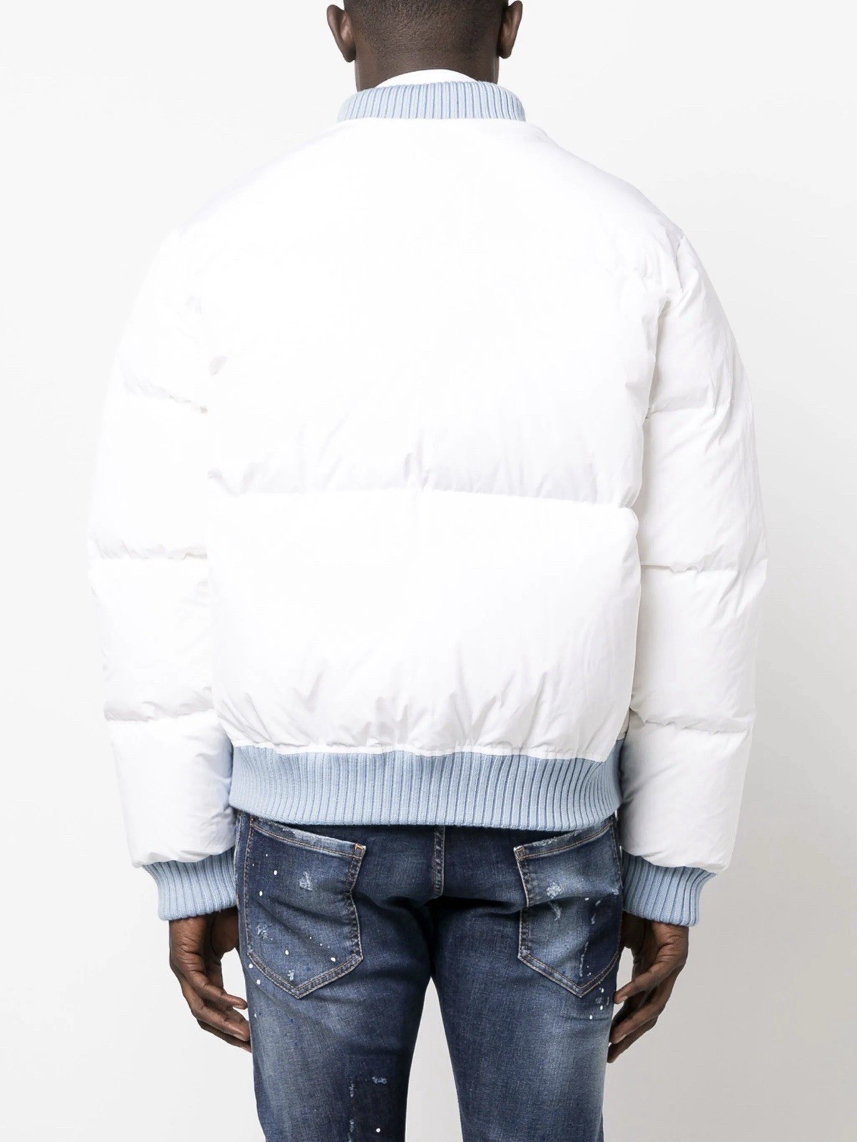 NEW With Tag / DSQUARED2 Men White Logo-Print Puffer Bomber Jacket Size 50 / L image 3