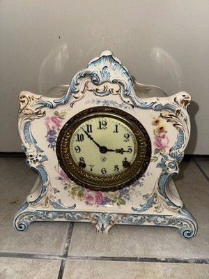 Antique Ansonia Hand-painted Royal Bonn  La Nord  Porcelain Clock