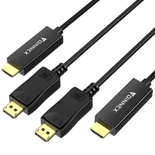 4K DisplayPort to HDMI Cable 6.6FT 2 Pack Uni-Directional DP to HDMI Adapter