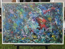 Original Abstract Painting Framed Art Signed By Artist Joe Eccles 63 x 93 cm