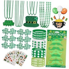 St Patricks Day Accessories Party Favors Set Shamrock Glasses, Necklaces,