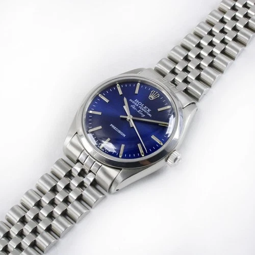 Vintage Rolex Air-King Automatic Blue Dial 34mm Men Steel Watch Ref 5500/1002